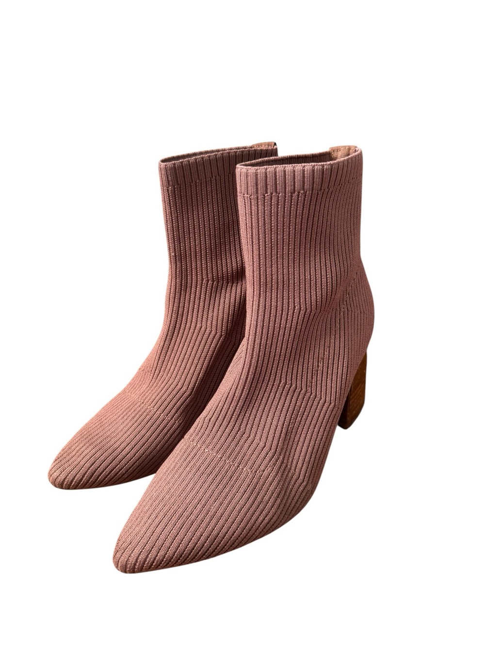 Steven Ribbed Knit Sock Ankle Boots in Dusty Rose - Picture 2 of 3
